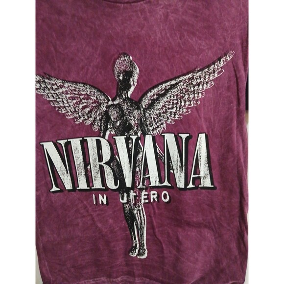 Nirvana In Utero Plum/Purple T-Shirt Size Small Unisex Grunge Nirvana Logo Flaw - Picture 2 of 13